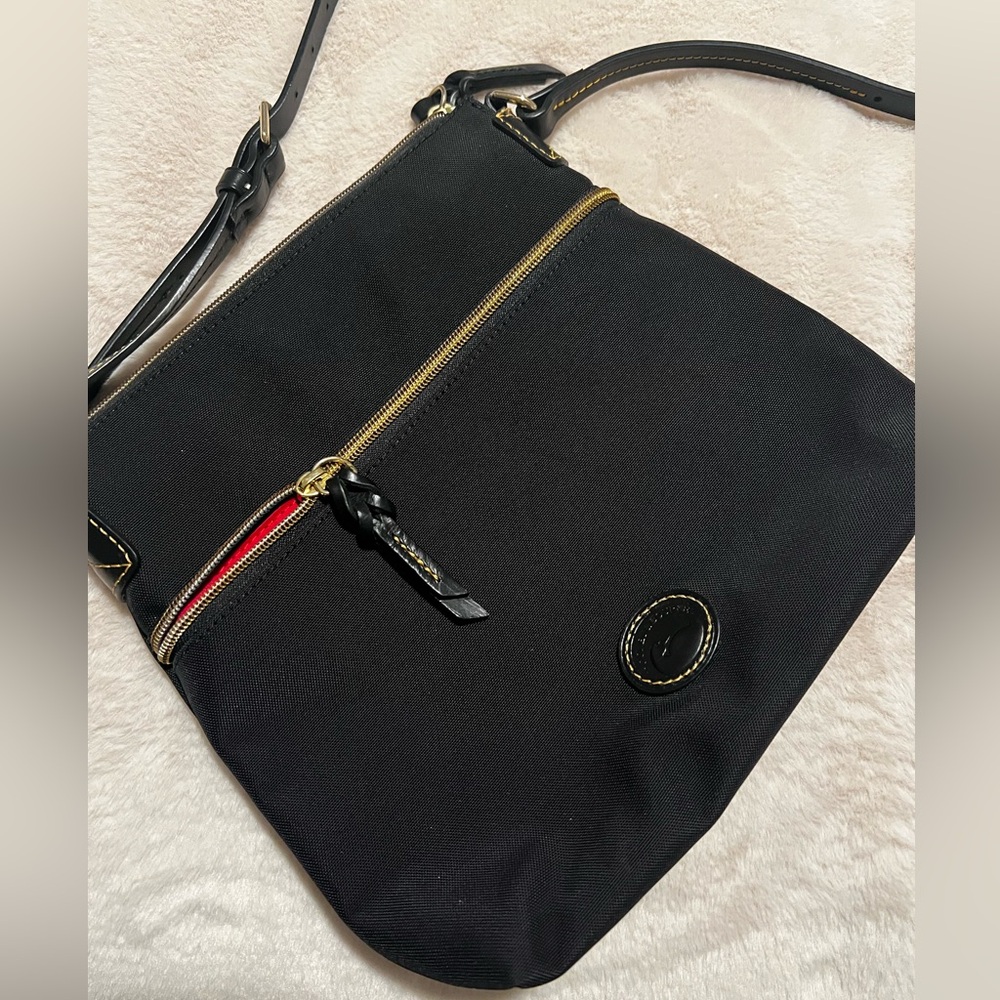 Dooney & Bourke Black Nylon Crossbody with Gold Zipper
